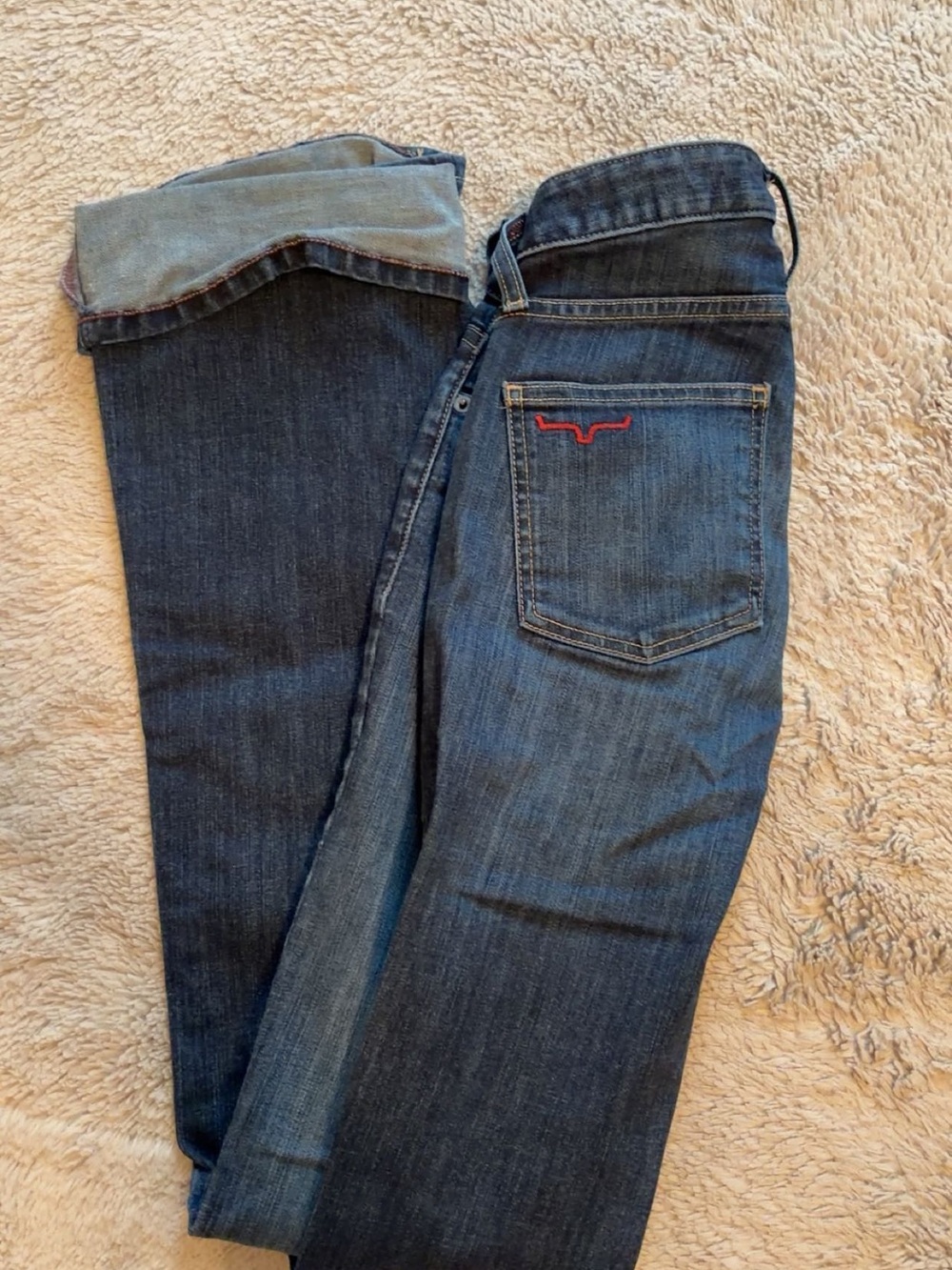 Kimes Ranch Women’s Boot Cut Jeans - Dark Blue with Red Accent